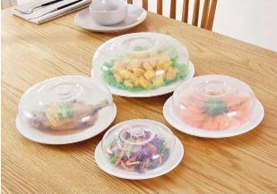 Fiyuer 10 Pcs tapa microondas silicona Colador Plastico para frutas verduras libre y no tóxico Transparente