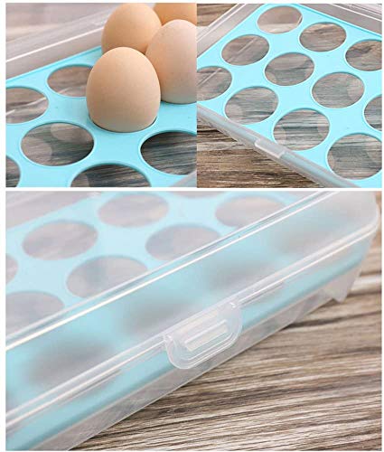 Fiyuer huevera plastico 2 Pcs Caja para Huevos Organizador de Cocina apilable con Tapa Capacidad para 30 Huevos