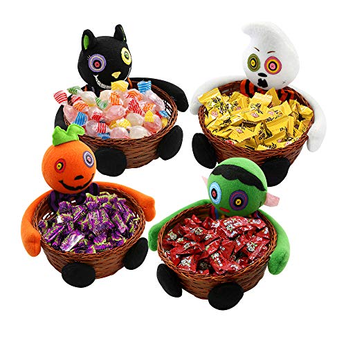 FJROnline Cesta de Almacenamiento de Dulces para Halloween, Zombies, Gato Negro, decoración de Bar, A, 17 * 18CM