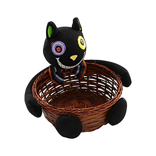 FJROnline Cesta de Almacenamiento de Dulces para Halloween, Zombies, Gato Negro, decoración de Bar, A, 17 * 18CM