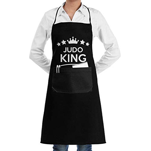 FJXXM Apron,Delantal De Cintura Judo King Kitchen, Delantales De Barbacoa Unisex con Bolsillo para Bar, Pub, Panadería,52x72cm