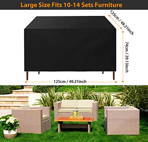 Flagicon Funda para Muebles de Jardín, Funda Protectoras Muebles Exterior Impermeable Anti-UV a Prueba de Viento Resistente al Polvo, Paño Oxford 420D Cubierta de Mesa de jardín para Patio Jardin