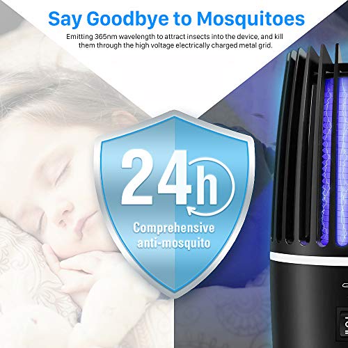 Flagicon Lámpara Antimosquitos Eléctrico, USB Recargable Bug Zapper 2 en 1 Portátil Linterna de Camping LED Luce UV LED Insectos Trampa, Matar Mosquitos, Moscas, Polillas, para Hogar, Cámping