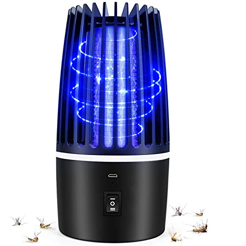 Flagicon Lámpara Antimosquitos Eléctrico, USB Recargable Bug Zapper 2 en 1 Portátil Linterna de Camping LED Luce UV LED Insectos Trampa, Matar Mosquitos, Moscas, Polillas, para Hogar, Cámping