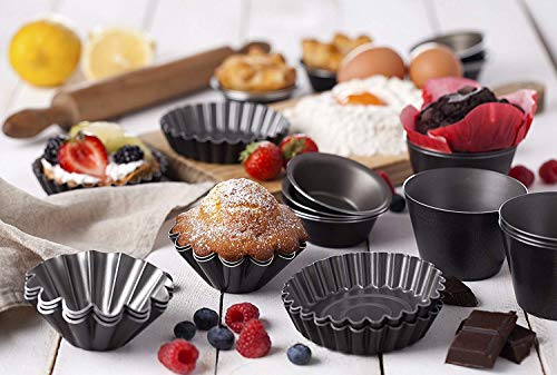 Flaneras individuales molde para flan moldes muffin magdalenas reposteria vasos para horno natillas -antiadherentes de 8 cm - Juego de 6 recipientes