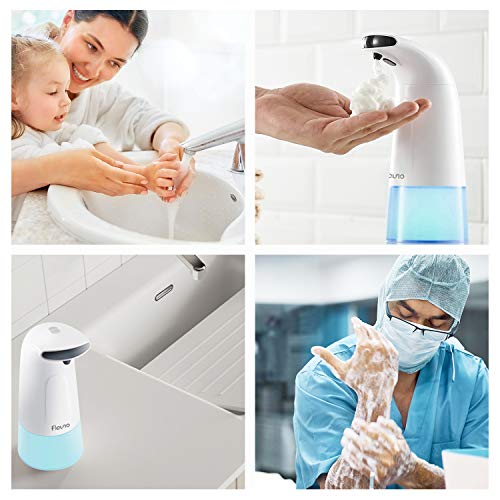 Flauno Dispensador de Jabón Automático en Espuma sin Contacto con Sensor de Movimiento Infrarrojo, Impermeable IPX4, Ideal para Baño y Cocina (300ml)