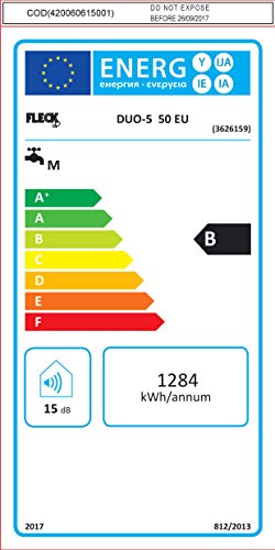 Fleck Duo 5 - Termo Eléctrico Ultra Compacto, Eficiencia B B M, 50 l