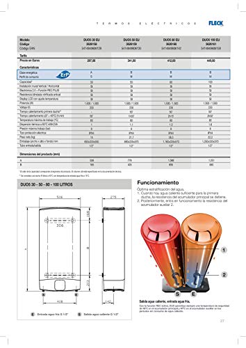 Fleck DUO5 80 EU - Termo electrico Duo 80 litros, eficiencia B B M