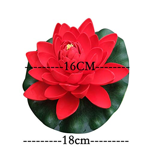 Flikool 18cm Flores de Loto Artificiales con Hoja Falso Flotante Lirio de Agua EVA Espuma Nenúfar Plantas Artificiales para Jardín Acuarios Tanque de Peces Estanque Decoración 8pcs - Mix