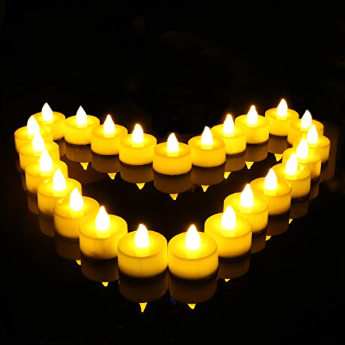 flintronic 24 Velas Led Pequeñas, Velas Led de Té Velas Eléctricas con Baterías para San Valentín, Cumpleaños, Fiestas, Navidad, Festivales, Bodas Decoración, Blanco Cálido