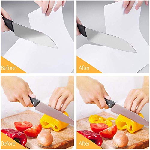 flintronic Afilador de Cuchillos, Afilador de Cuchillos Manual de 3 Etapas, Base Antideslizante para Kinfe de Cocina, para Cuchillo Santoku, Cuchillo de Cocina, Tijeras (Incluye 1 Protector de Dedos)