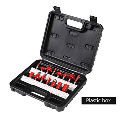 flintronic Fresas Set, 15 PCS Cortadores Madera de Diámetro de Caña Herramienta de Fresado | Kit de Herramientas de Carpintería con Caja de Madera para el Hogar y Bricolaje