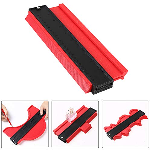 flintronic Medidor de Contornos, 10"/250MM Herramienta de Medición de Perfil Irregular, para la medición precisa de baldosas en Madera laminada Marcado (Red)