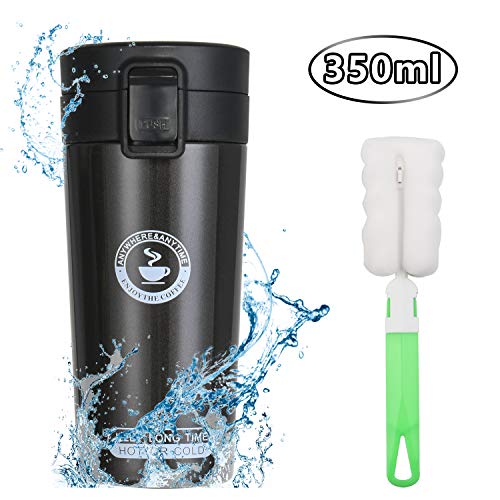 flintronic Termo Taza 350ML Travel Mug, Taza de Viaje, Frasco de Vacío de Acero Inoxidable,Pantalla LED Táctil Inteligente con Temperatura,Térmica de Doble Pared, Aislado al Vacío, para Niños, Oficina