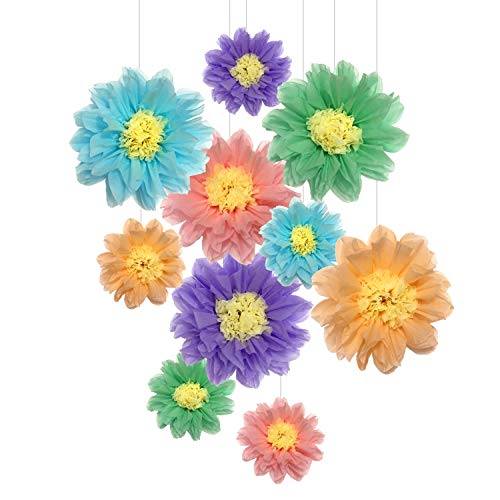 Flores de papel de seda pompones para decoración de fiestas, decoración de pared de guardería y decoración al aire libre - 10 piezas de 20,6 cm