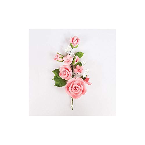 Flores de pasta azúcar para tarta de boda o aniversario, diseño de rosas, color rosa