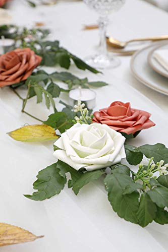 Flores Rosas Artificiales Espuma Rosa Falsa para Manualidades, Ramos de Novia, centros de Mesa, Despedidas de Soltera y Decoración del Hogar (Marfil, 25 Piezas)