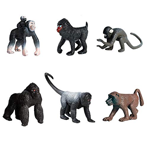 FLORMOON 6 Piezas pequeñas Figuras de Mono Realistic Mono Juguete Animal Figure Early Educational Toys Science Project Christmas Birthday Gift for Kids