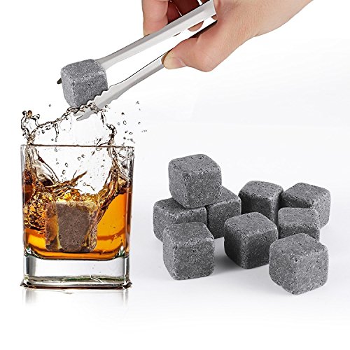 Flow Barware - Piedras de grnaito para enfriar whisky, reutilizables, Granito, Gris, 12 x Whisky Stones