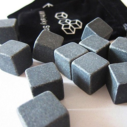 Flow Barware - Piedras de grnaito para enfriar whisky, reutilizables, Granito, Gris, 12 x Whisky Stones