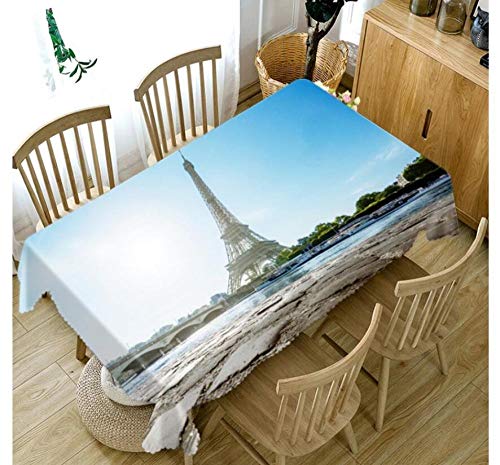 FLSNF Paisaje De La Torre Eiffel Mantel Limpiable Poliéster Resistente Al Agua Cubierta De La Mesa Protector Apto para La Mesa del Buffet Fiestas Cena Festiva