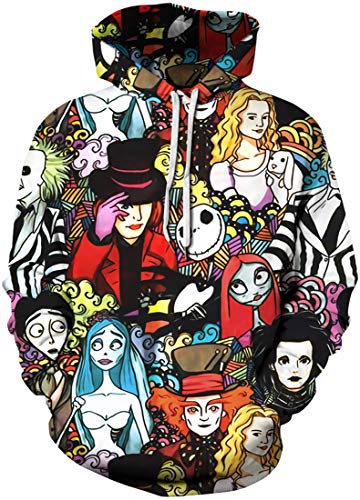 FLYCHEN Hombre Sudaderas con Capucha Serie de Halloween Impresión 3D Manga Larga Hoodies Calabaza - Zombi 333, L