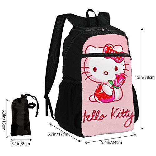 Flying Doraemon Mochila de viaje plegable con cremallera bolsa de escuela de viaje para hombres mujeres adolescentes universitarios regalo Hello Kitty con flor talla única