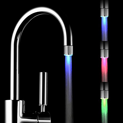 FLYING_WE 2 Pack Faucet de Agua LED Colorido con 3 Colores Que cambian Control de la Temperatura, RC-F03 Grifo del Grifo de la Corriente del Agua para la Cocina y los Cuartos de baño.