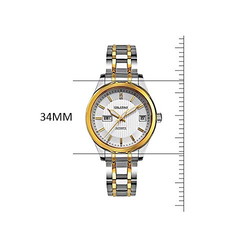 FNCUR Reloj De Mujer De Moda, Reloj Mecánico Automático Luminoso Y Resistente Al Agua, Reloj De Mujer con Correa De Acero, Reloj Casual, Oro Rosa Y Harina Blanca, Bellamente Empaquetado