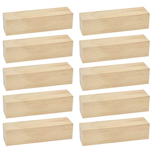 FOCCTS 10pcs Kit de Bloques de Talla de Hobby de Madera Blanda de Talla Superior Secado al Horno para Niños, Adultos, Principiantes y Expertos (10x2.5x2.5cm)