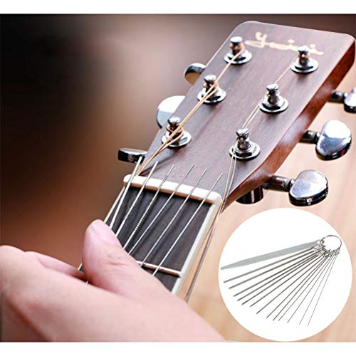 FOCCTS Kit de 31pcs Herramientas para Guitarra - Tipo T Gauge + Acero Inoxidable Limas de Agujas y Papel de Lija para Guitarra