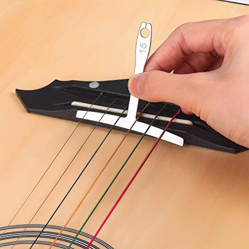 FOCCTS Kit de 31pcs Herramientas para Guitarra - Tipo T Gauge + Acero Inoxidable Limas de Agujas y Papel de Lija para Guitarra