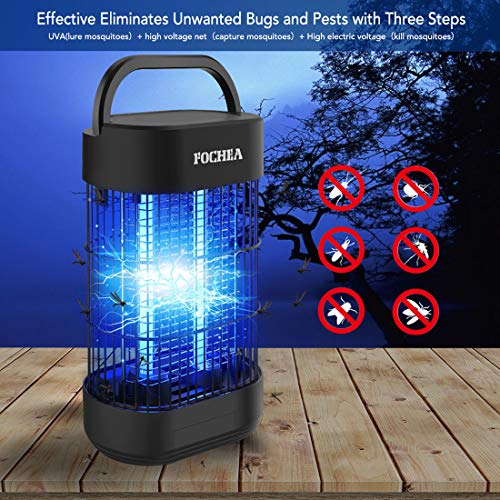 FOCHEA Lámpara Anti Mosquitos, UV Mata Mosquitos Electrico Mosquitos Killer para Mosquitos, Insectos, Moscas, Polillas Interior Exterior 14 W, Alimentada por Adaptador EU (S)