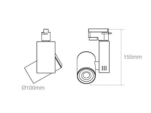 Foco carril Monofásico CRONOLUX CREE led, 35W, Pan y Repostería, Blanco cálido