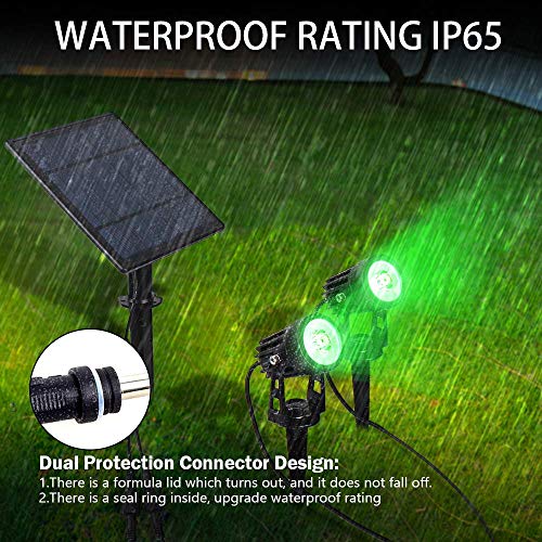 Foco solar LED, Lámparas verdes de jardín de seguridad para exteriores, IP65 a prueba de agua, Encendido/apagado automático, Luz de suelo para cerca de césped de jardín de jardín, Paquete de 2