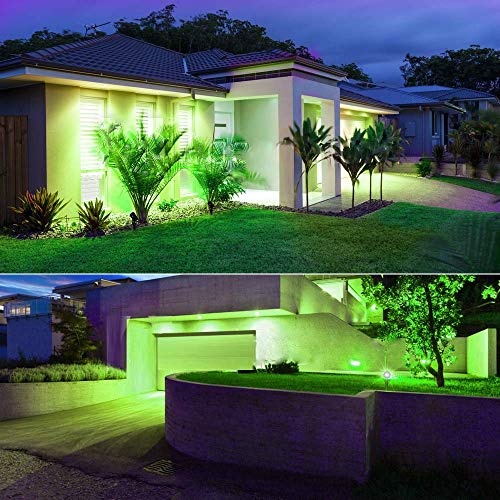 Foco solar LED, Lámparas verdes de jardín de seguridad para exteriores, IP65 a prueba de agua, Encendido/apagado automático, Luz de suelo para cerca de césped de jardín de jardín, Paquete de 2