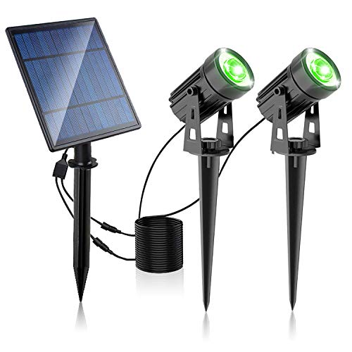 Foco solar LED, Lámparas verdes de jardín de seguridad para exteriores, IP65 a prueba de agua, Encendido/apagado automático, Luz de suelo para cerca de césped de jardín de jardín, Paquete de 2