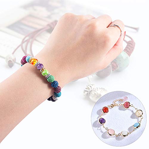 FOGAWA 606 PCS Lava Bead Set Rock Stone Chakra Beads de Colores Incluido Espaciador de Aleación de Zinc para la Fabricación de Pulseras de Joyería con 2 Rollos de Hilo Elástico