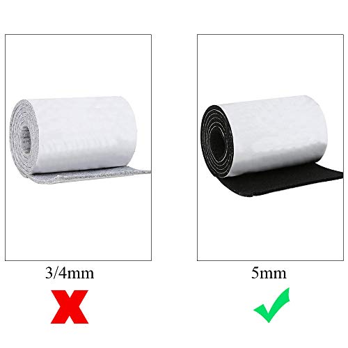 FOGAWA Rollo Cinta Fieltro Adhesivo Antideslizante 5MM Protector de Fieltro Muebles para Protección Patas Sillas Madera Florero Piso Mesa Cama Armario 100 CM * 10 CM Negro