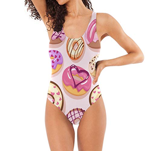 Food Donuts - Traje de baño para mujer y niña, color rosa Multicolor multicolor L