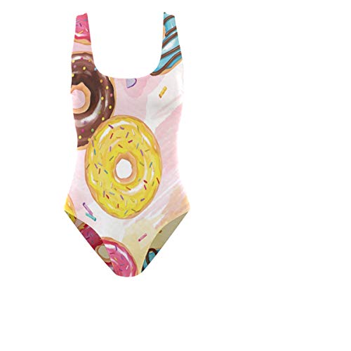 Food Donuts - Traje de baño para mujer y niña, color rosa Multicolor multicolor L