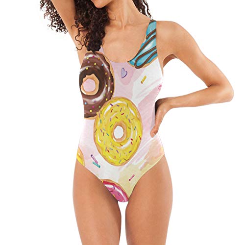 Food Donuts - Traje de baño para mujer y niña, color rosa Multicolor multicolor L