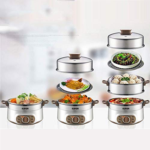 Food Steamer 13L Capacidad | 3 niveles extraíbles sin BPA | Temporizador de 60 minutos y 1500 W de potencia | Carcasa de acero inoxidable | Hace alimentos saludables, carne, pescado y vapor de vegeta