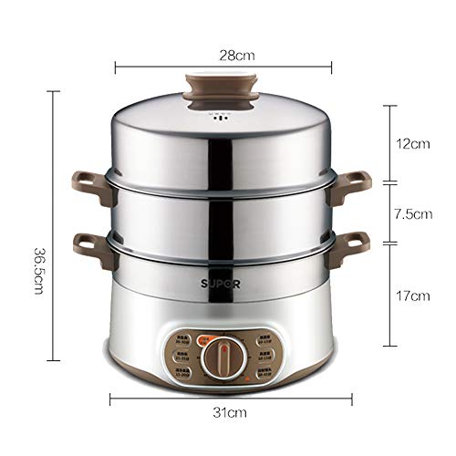 Food Steamer 13L Capacidad | 3 niveles extraíbles sin BPA | Temporizador de 60 minutos y 1500 W de potencia | Carcasa de acero inoxidable | Hace alimentos saludables, carne, pescado y vapor de vegeta