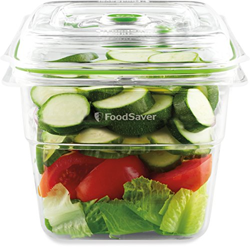 Foodsaver FSC003-I-065 - Set de 3 tarros de envasado al vacío + FFC008X Recipiente para envasar al vacío, 1,9 L, 1.8 litros, 0 Decibelios, Plástico, Transparente y Verde