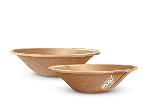 FOOGO Green 25 Cuencos de hoja de palma Desechable|12cm Ronda Tazas de Postre, Cuencos Aperitivo|Vajilla Ecológico Biodegradable Duro|Como Cuencos de bambu, Vasos plástico, papel|Fiesta de Bodas