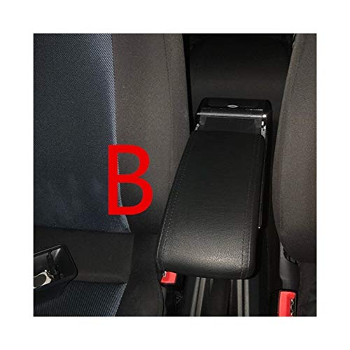 For Seat Ibiza Centro del Contenido del almacén de Almacenamiento Caja de Asiento reposabrazos Caja con portavasos cenicero Interfaz USB Apoyabrazos (Color : Negro con Hilo Rojo, Talla : B)