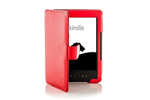 Forefront Cases Funda para Amazon Kindle (4a y 5a Generación - 2012 Modelo) Funda Carcasa Stand Case Cover con Luz de Lectura LED - Extra Robusto y Protección Completa del Dispositivo - Rojo