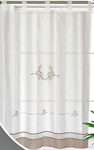 ForenTex Cortinas Cocina 100x150cm Bordadas Florales Decorativos para Ventanas, Polyester, S-1044, S