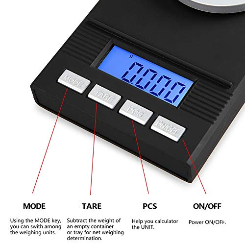 Forepin Digital Milligram Scale 50 X 0.001g, Mini LCD Digital Pocket Lab Weight Scale Reloading Jewelry Scale para Alimentación, Joyería y etc